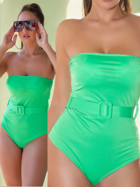 Body top verde fluo con cintura 0000B6042