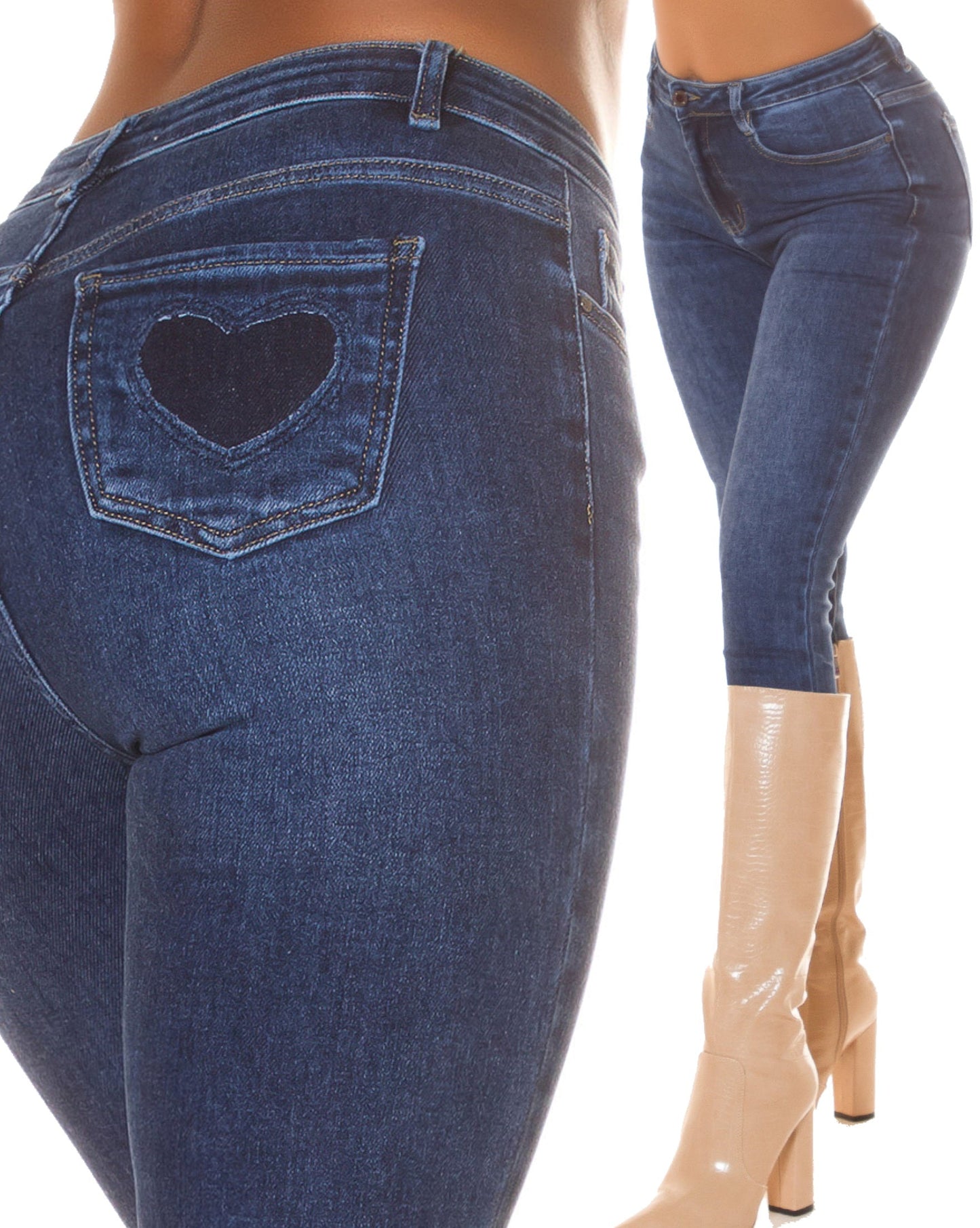 Jeans con stampa cuore 0000J1560 - cintura esclusa