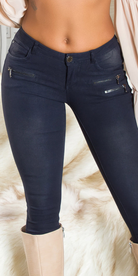 Jeans leggins blu con zip 0000J5127