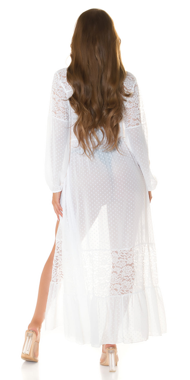 Copricostume bianco con pizzo 0000K29166