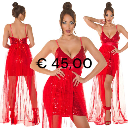 Abito con pailettes rosso 0000K9348