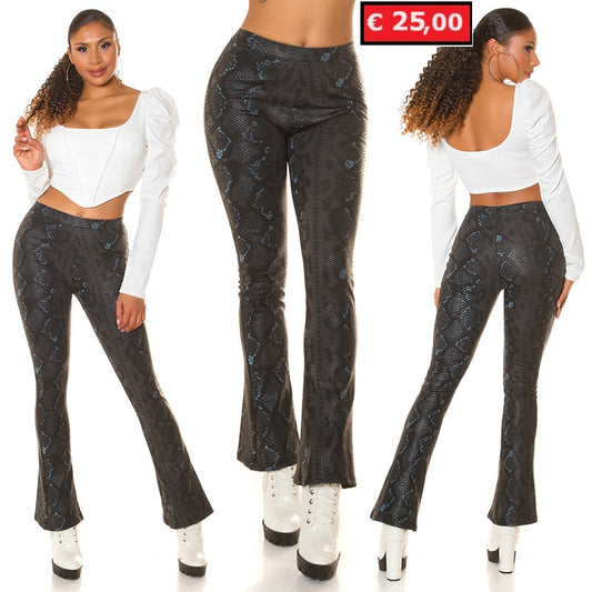 Pantaloni svasati effetto serpente nero 0000LE618