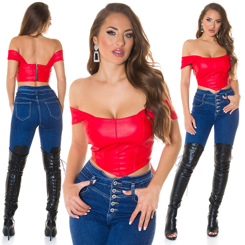 Top corsetto in ecopelle 0000T1410