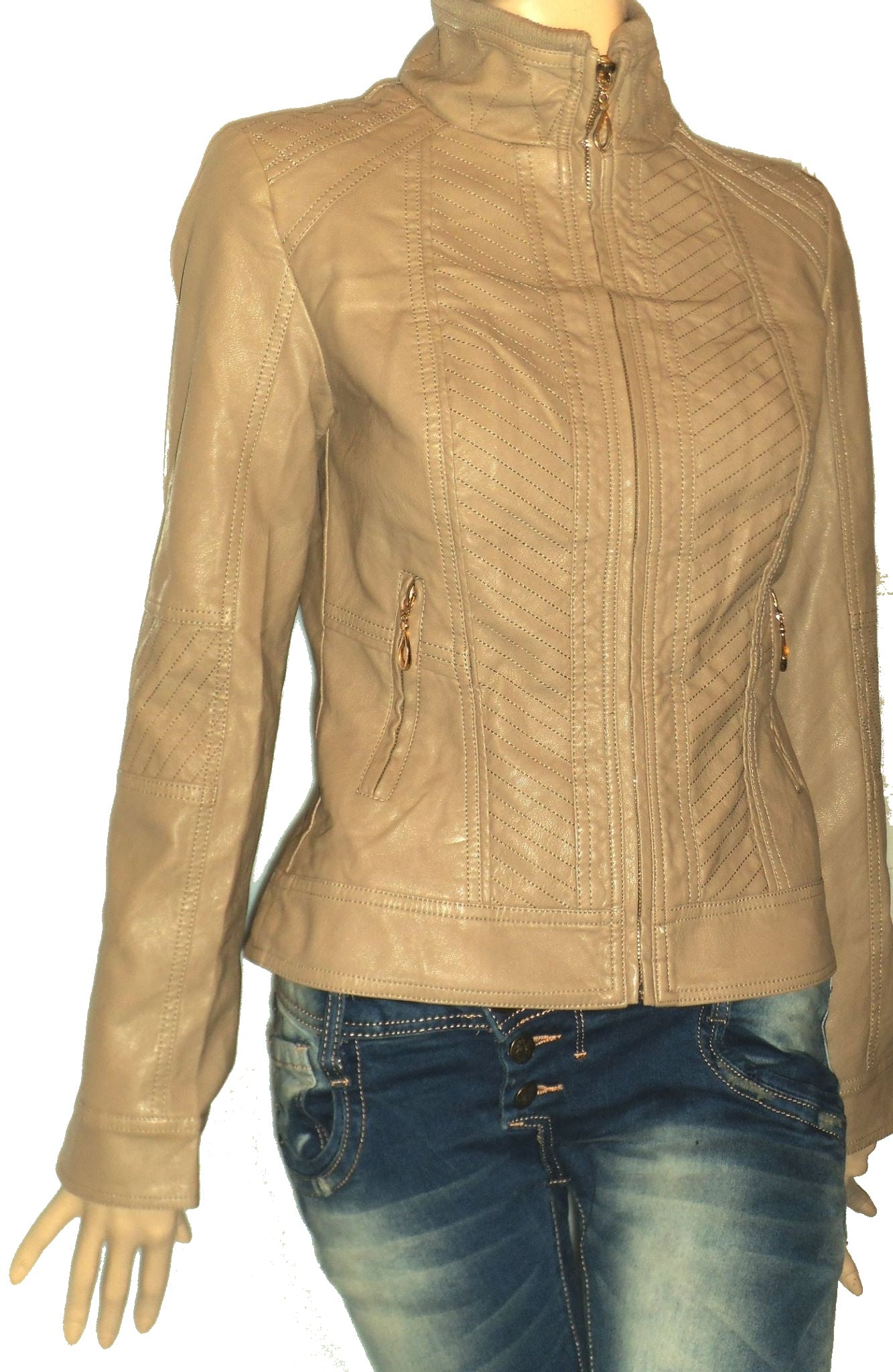 Giacca in ecopelle beige - G-518