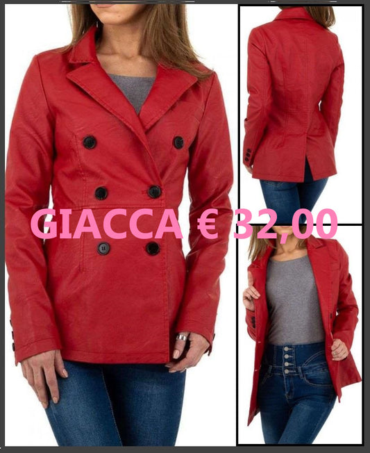 PROMO Giacca rossa in ecopelle KL-3B659