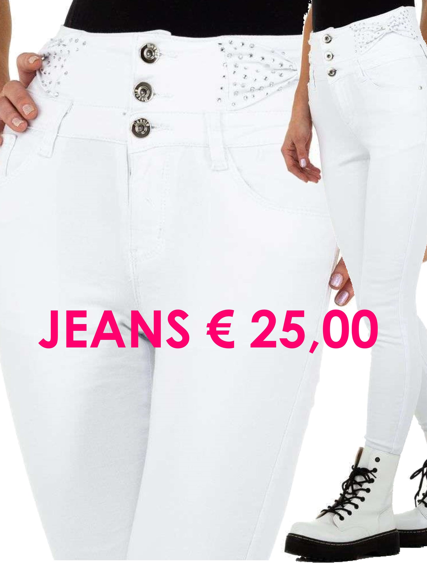 PROMO Jeans bianco con strass codice KL-J-DZ81 - Taglia S