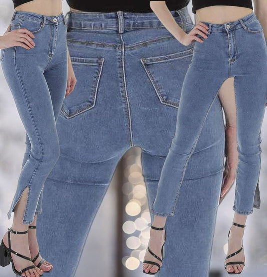 Jeans elastici a vita alta KL-J-JP060