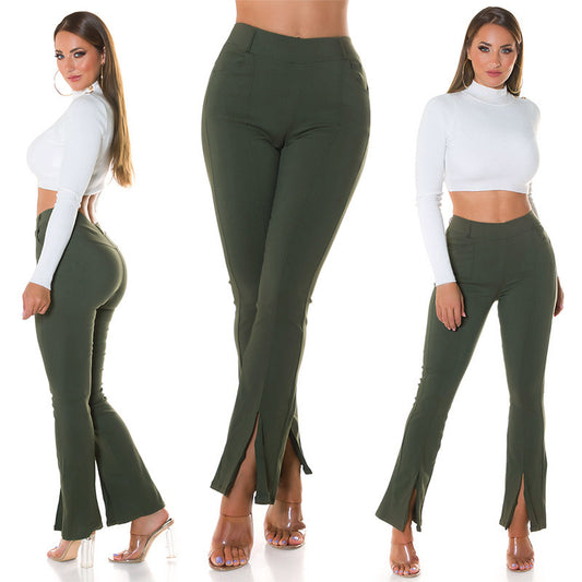 Pantaloni con spacco verde 0000H807