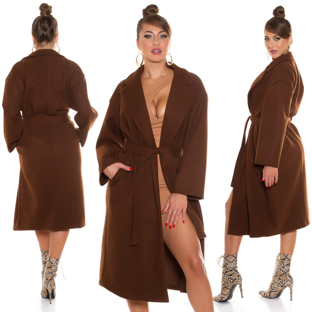 Cappotto marrone con cintura - 0000M66147