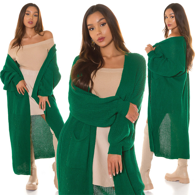 Cardigan in maglia verde 0000PU1135