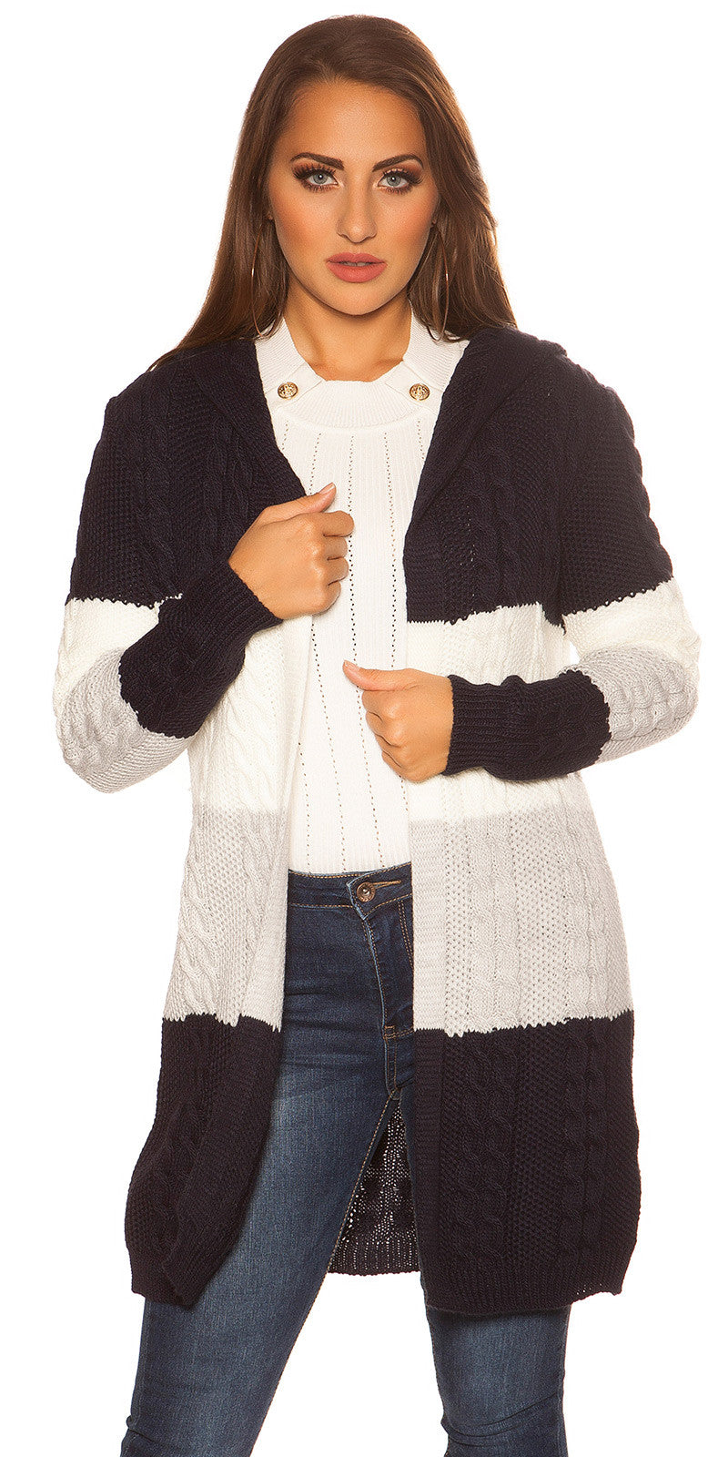 Cardigan con cappuccio 0000PU127