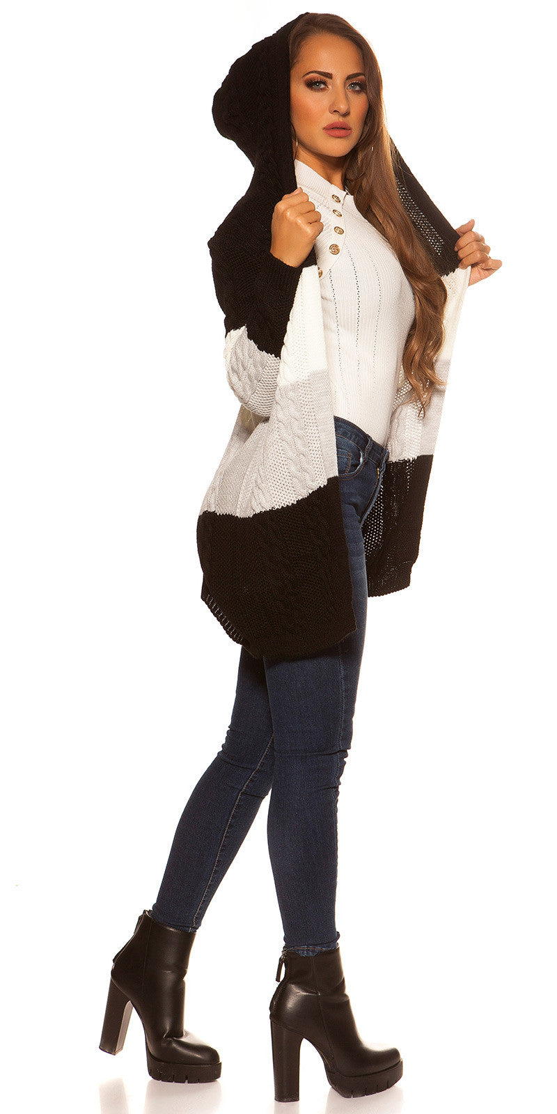 Cardigan con cappuccio 0000PU127